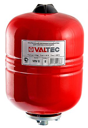 Бак мембранный расширительный для отопления (красный)  8л Valtec, VT.RV.R.060008