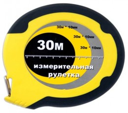 Рулетка 888 резино-пластиковый корпус,стальная лента с лак.покрытием,30 м*10 мм, 6/36 3017030