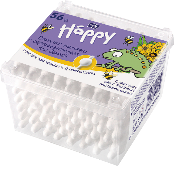 Ватные палочки  Bella Baby Happy  с экстрактом череды и Д-пантенолом по 56 шт BB-081-P056-008