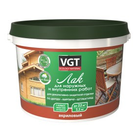 Лак акриловый ВГТ д/нар. и вн. работ мат. 9 кг