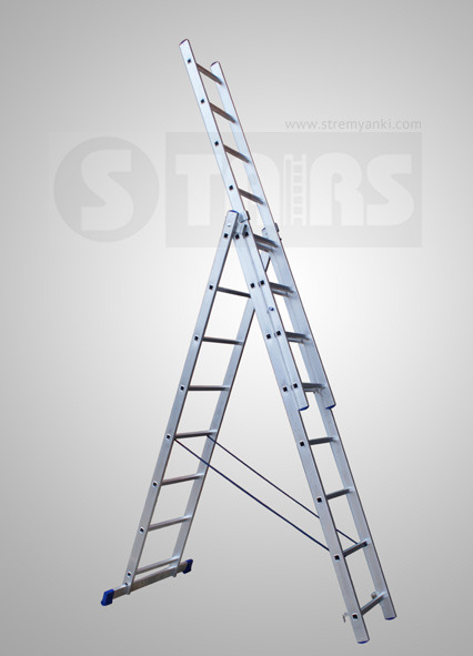 Лестница Stairs AL308 3-секционная 3х8 ступеней 223/363/504 см алюминиевая