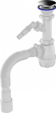 Сифон для мойки Aquant B0139-20-MR 3.1/2"-40 мм с круглым переливом и гибкой трубой 40-40