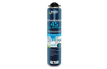 Пена полиуретановая BOSTIK Standard 45 All SEASON пистолетная 0,65 л / 0,606 кг / 12