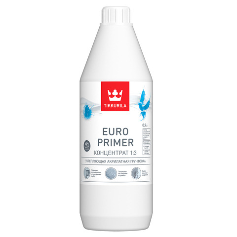 Грунтовка акриловая Tikkurila Euro Primer укрепляющая противогрибковая 0,9 л / 20