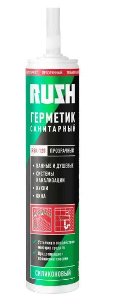 Герметик силиконовый KUDO RUSH RSK-120 санитарный прозрачный 240мл /12