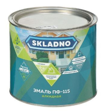 Эмаль алкидная ПФ-115 Skladno черная 10 кг / 1