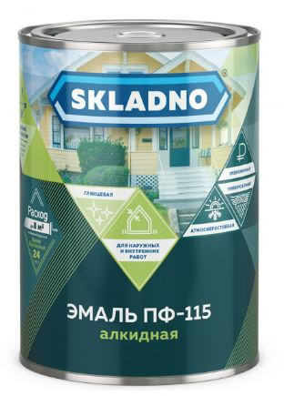Эмаль алкидная ПФ-115 Skladno белая глян 10 кг / 1