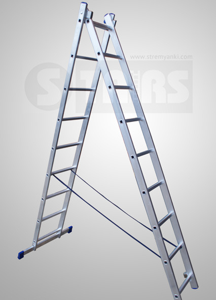 Лестница Stairs AL210 2-секционная 2х10 ступеней 282/478 см алюминиевая