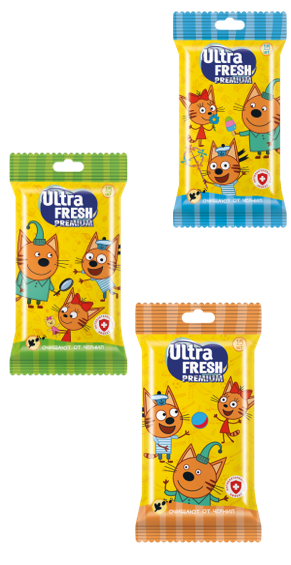 Влажные салфетки Ultra Fresh Premium Три Кота 15 шт. / 14410332