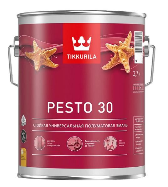 Краска алкидная Tikkurila PESTO 30 База A универсальное п/мат 2,7 л / 6