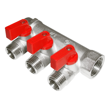 Коллектор Aqualink 02426 3/4" на 4 выхода 1/2" с кранами наружная резьба