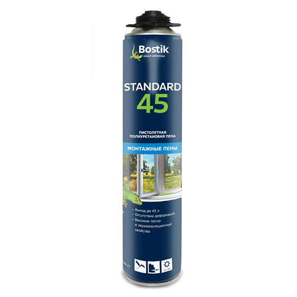 Пена полиуретановая BOSTIK Standard 45 пистолетная 0,65 л / 0,606 кг / 12