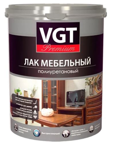 Лак для мебели ВГТ полиуретановый PREMIUM глянц. 0,9кг/ 6