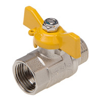 Кран шаровой газовый Aqualink 07109 1/2" внутренняя/наружная резьба бабочка